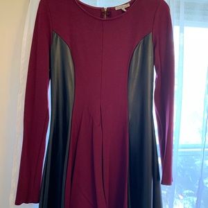 Pleather & Burgundy Mini Charlotte Russe Dress